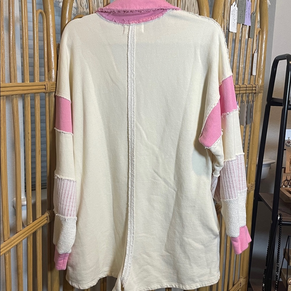 BUCKETLIST Color Block Romper with Pink and Cream - Picture 7 of 9